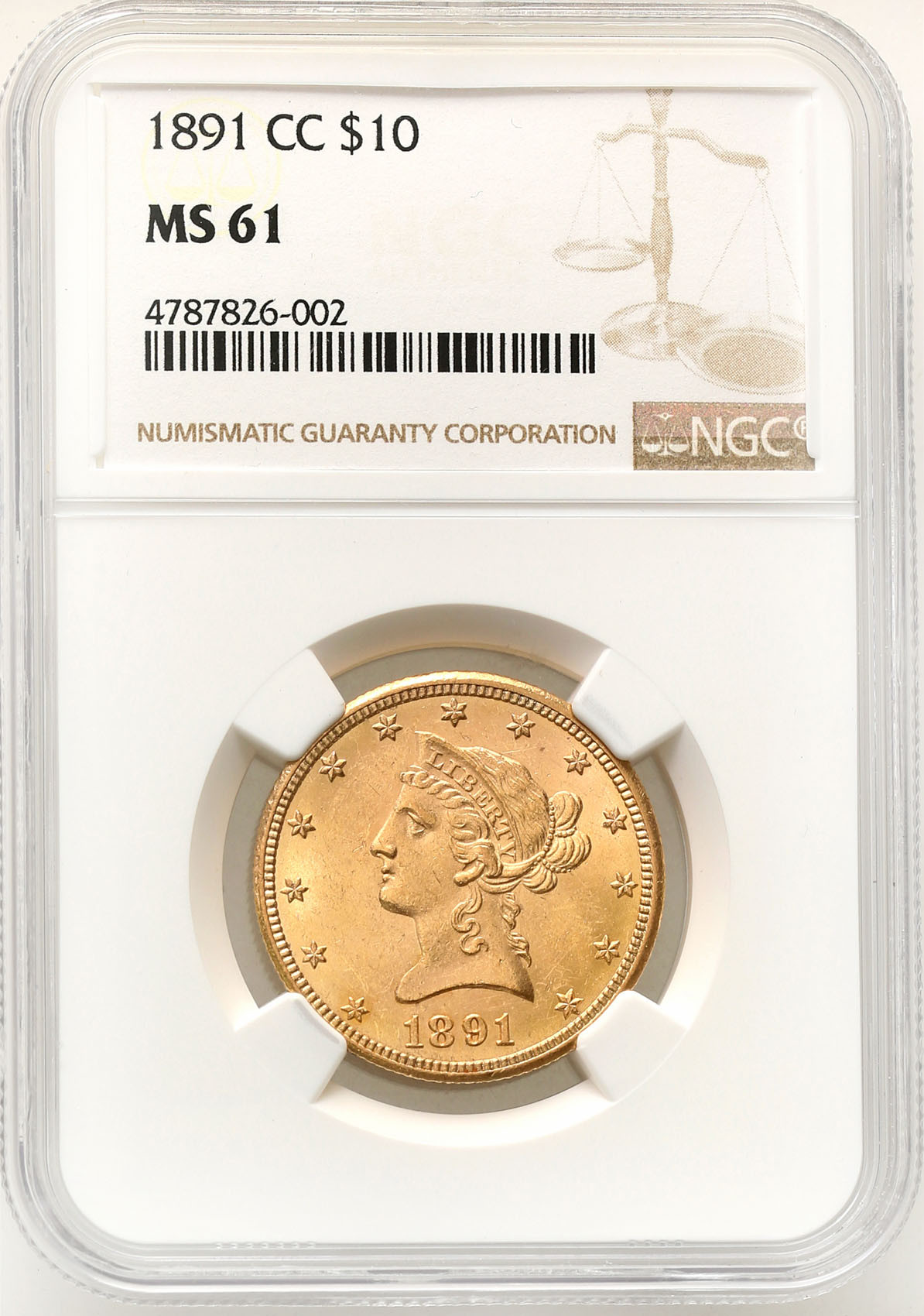 USA 10 Dolarów 1891 CC Carson City NGC MS61